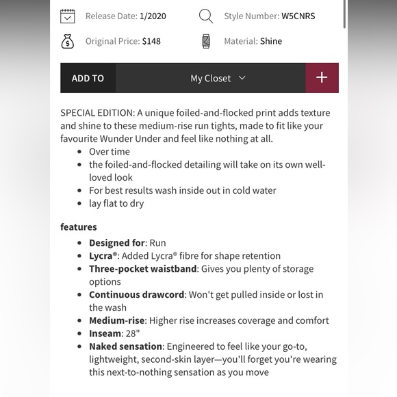 LULULEMON Black With Gold Speckles Speed Wunder Tight size 6 - Picture 7 of 13